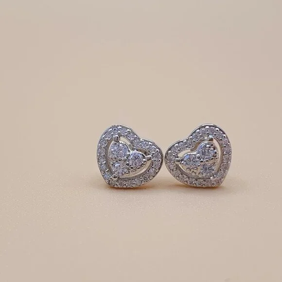 💎 Hollow Heart Shiny CZ Filled Heart Earrings for Women, INDN8602 - Picture 2 of 7